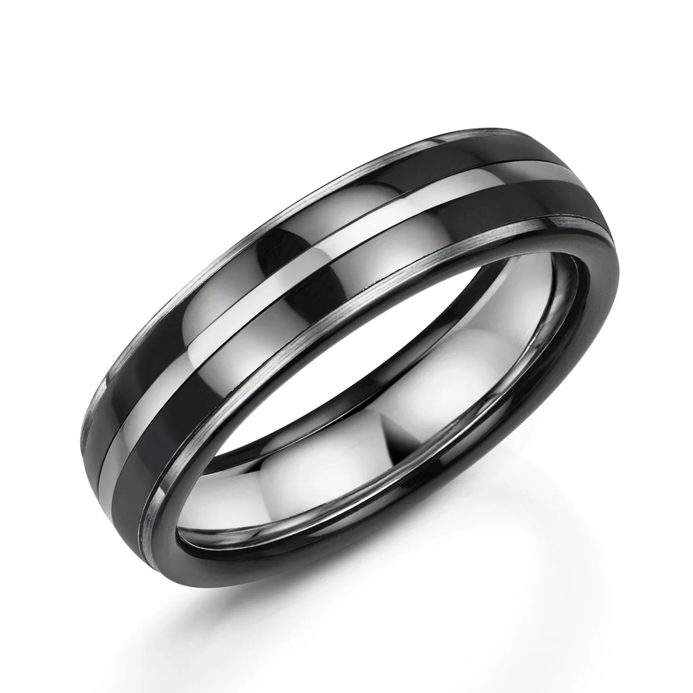 Zedd Duo Zirconium Men's Wedding Band 6mm ZZ503