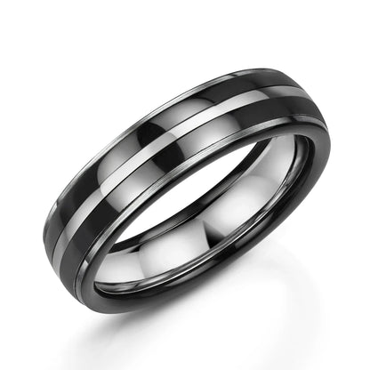 Zedd Duo Zirconium Men's Wedding Band 6mm ZZ503
