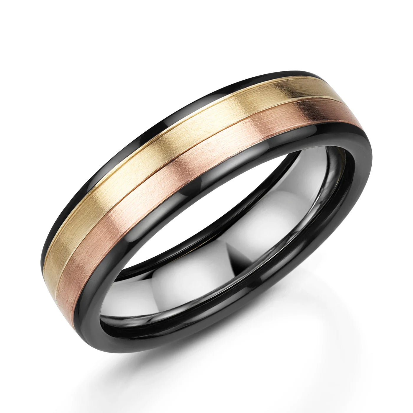 Zedd Duo Zirconium Men's Wedding Band 6mm ZZ504