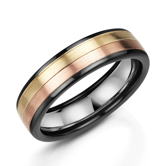 Zedd Duo Zirconium Men's Wedding Band 6mm ZZ504