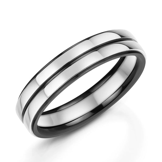 Zedd Duo Zirconium Men's Wedding Band 6mm ZZ505/6