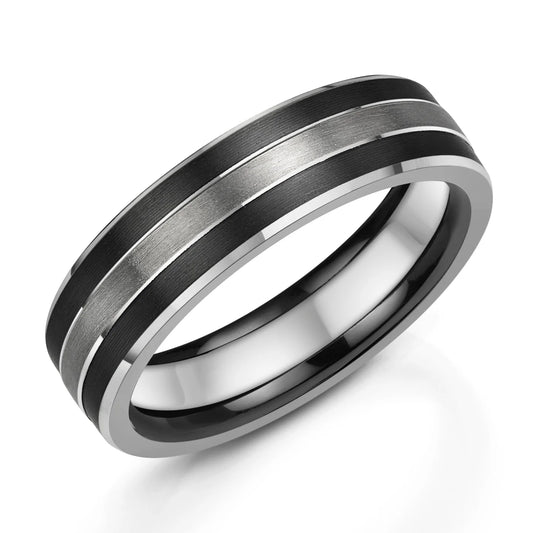 Zedd Duo Zirconium Men's Wedding Band 6mm ZZ530/6