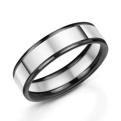 Zedd Duo Zirconium Men's Wedding Band 6mm ZZ560