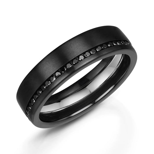 Zedd Diamond Zirconium Men's Wedding Band 6mm ZZD701