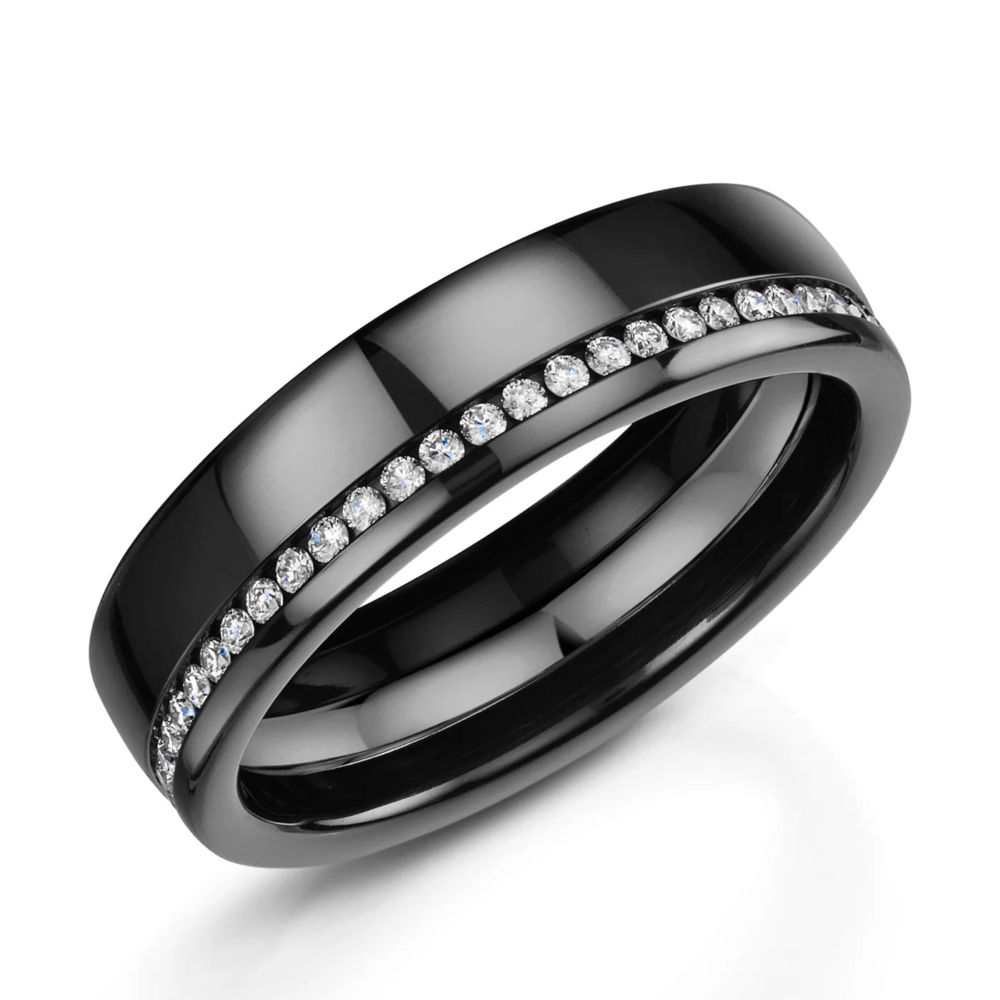 Zedd Diamond Zirconium Men's Wedding Band 6mm ZZD711 Lab Grown Diamonds