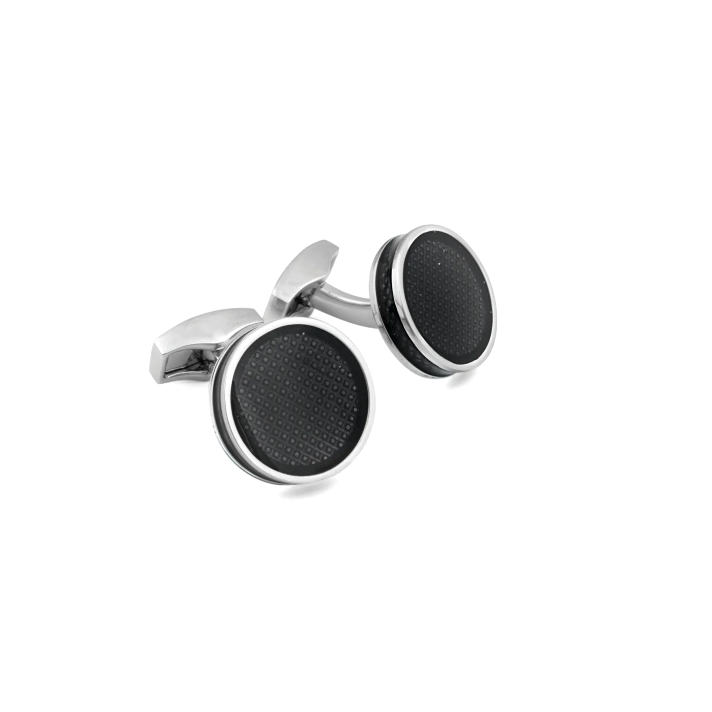 Tateossian Tablet Ice Palladium Black Enamel Cufflinks