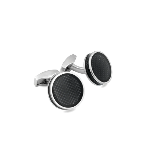 Tateossian Tablet Ice Palladium Black Enamel Cufflinks