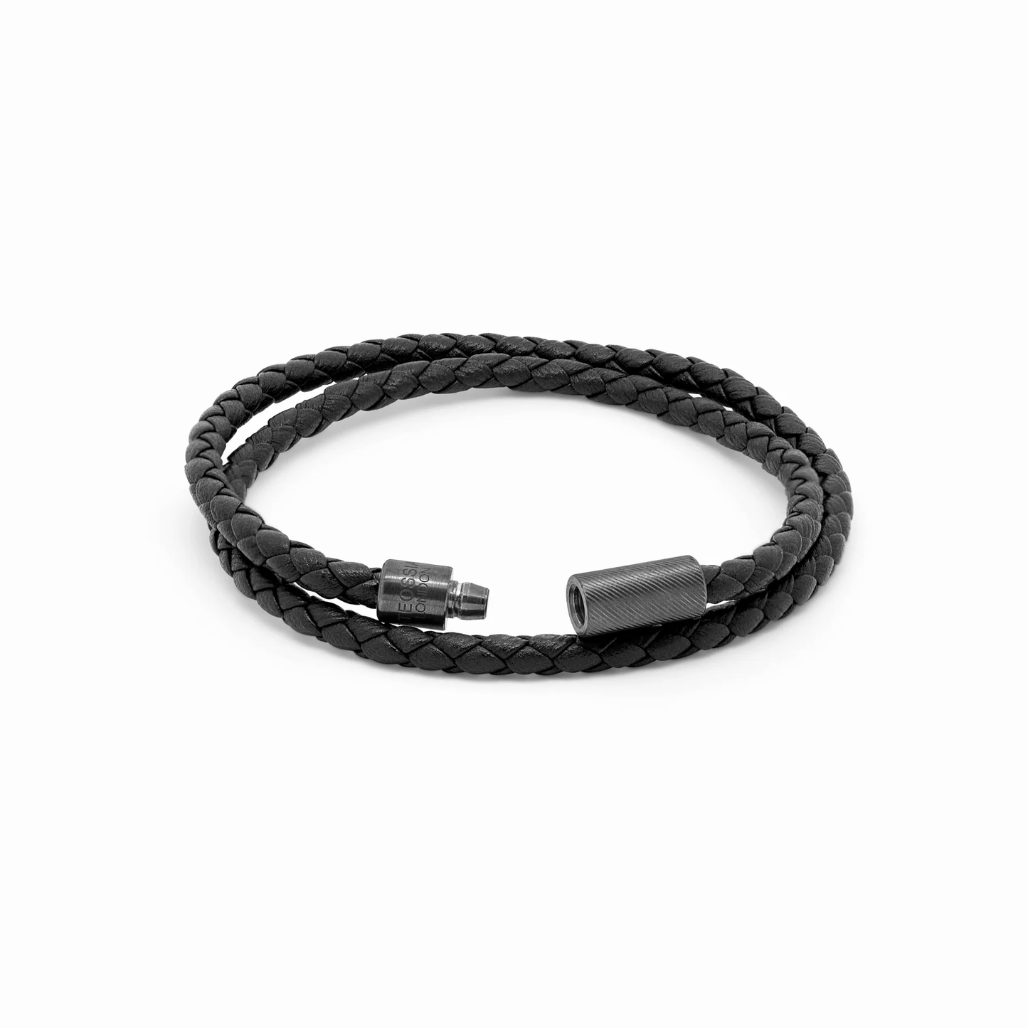 Tateossian Leather Pop Double Bracelet Black Medium