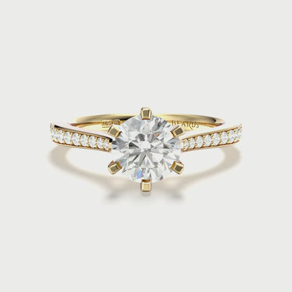 Classic Six Claw Solitaire Pavé Yellow Gold