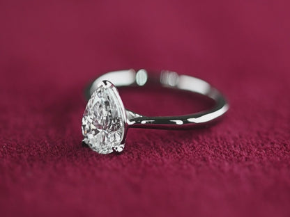 Beards Platinum Lab-Grown Pear-Cut Ring