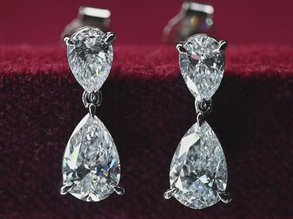 Beards 18k White Gold Pear Cut Lab-Grown Drops