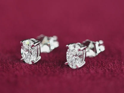 Beards 18k White Gold Lab-Grown Oval Diamond Earstuds