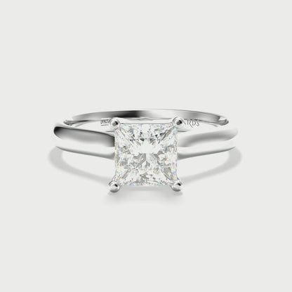 Classic Four Claw Solitaire Princess Cut Platinum