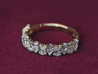 Beards 18k Yellow Gold Pear Cut Lab-Grown Half Eternity Ring