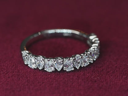 Beards Platinum Pear Cut Lab-Grown Half Eternity Ring