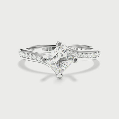 Classic Twist Solitaire Princess Cut Pavé Platinum