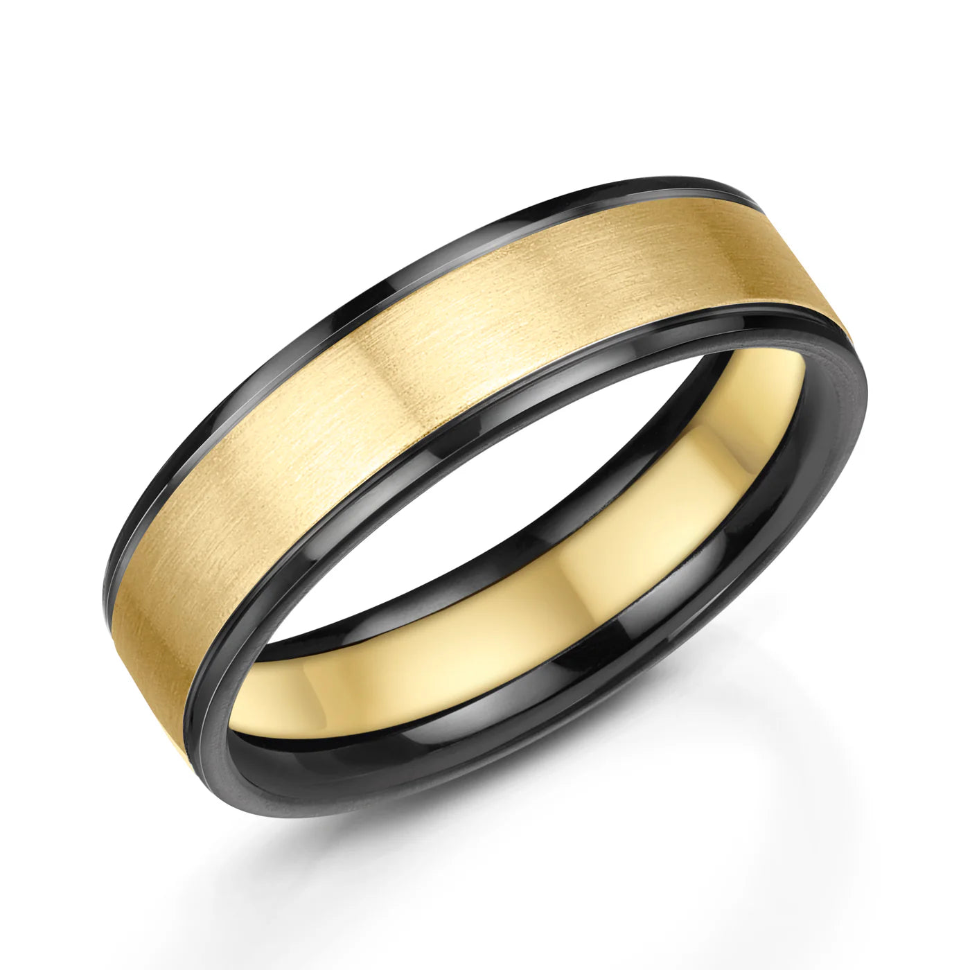 Zedd Duo Zirconium Men's Wedding Band 6mm ZZ560