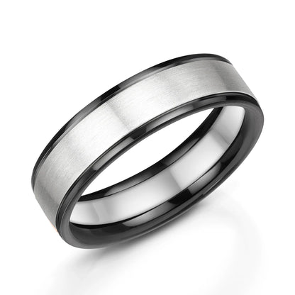 Zedd Duo Zirconium Men's Wedding Band 6mm ZZ560