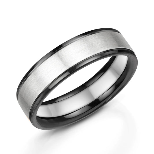 Zedd Duo Zirconium Men's Wedding Band 6mm ZZ560