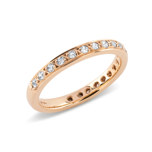 Beards 18ct Rose Gold Thread & Grain Set Diamond 3/4 Eternity Ring