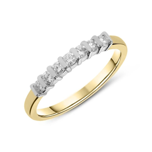 Beards Seven-Stone Bar Set Eternity Ring Yellow White Gold