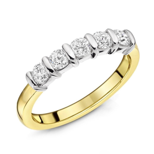 Beards Five-Stone Bar Set Half Eternity Ring Yellow White Gold