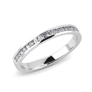 BEARDS Platinum Baguette & Round Brilliant Cut Channel Set Eternity Ring