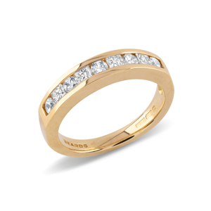 Beards 18ct Yellow Gold Round Brilliant & Princess Cut Diamond Channel Set Half Eternity Ring