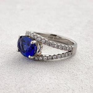 Beards Platinum Split Shoulder Tanzanite And Diamond Dress Ring