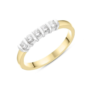 Beards Five-Stone Bar Set Eternity Ring Yellow White Gold