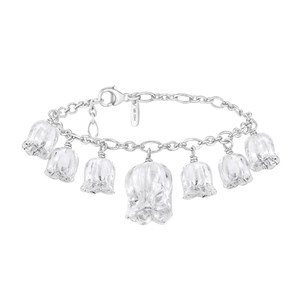 Lalique Clear Crystal & Silver Muguet Bracelet