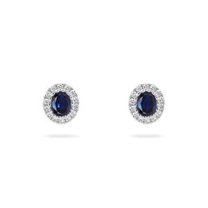 Beards 18ct White Gold Sapphire & Diamond Halo Studs
