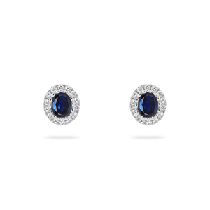 Beards 18ct White Gold Sapphire & Diamond Halo Studs