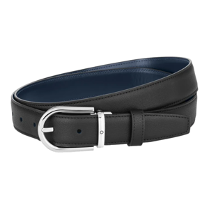 Montblanc Black/Blue 30mm Reversible Leather Belt