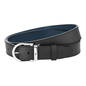 Montblanc Black/Blue 35mm Reversible Leather Belt
