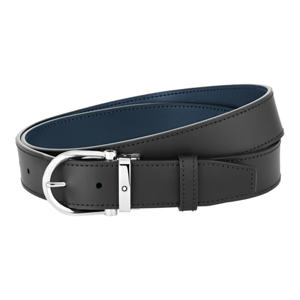 Montblanc Black/Blue 30mm Reversible Leather Belt