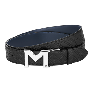 Montblanc M Buckle Black/Blue 35mm Reversible Leather Belt