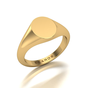 Beards Oval Signet Ring 11mm x 9mm 18ct Yellow Gold