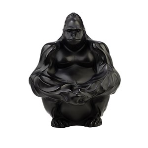 Lalique Black Crystal Gorilla Sculpture