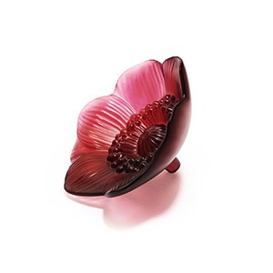 Lalique Small Red Crystal Anemone Sculpture