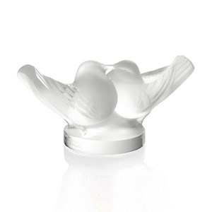 Lalique Clear Crystal Two Lovebirds Large Sculpture