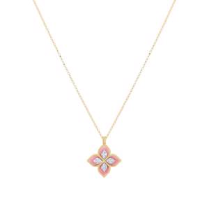 Roberto Coin PRINCESS FLOWER PENDANT WITH DIAMONDS AND RHODONITE