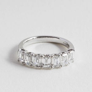 Beards Claw Set Emerald Cut Diamond Half Eternity Ring