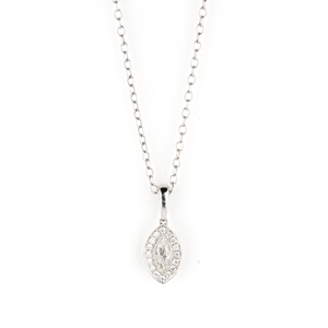 Beards 18ct White Gold Marquise Cut Diamond Halo Pendant