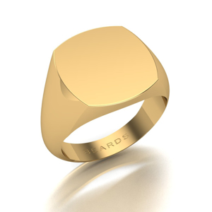 Beards Cushion Signet Ring 10mm x 8mm 18ct Yellow Gold