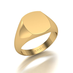 Beards Cushion Signet Ring 10mm x 10mm 18ct Yellow Gold