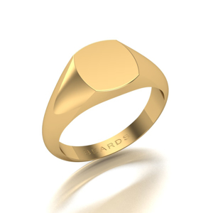 Beards Cushion Signet Ring 8mm x 8mm 18ct Yellow Gold