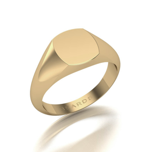 Beards Cushion Signet Ring 8mm x 8mm 9ct Yellow Gold