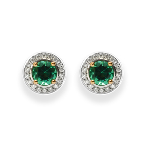 Beards Emerald and Diamond Halo Earstuds