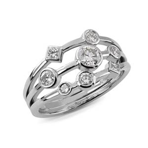 BEARDS GALAXY Platinum Mixed Cut Diamond Ring